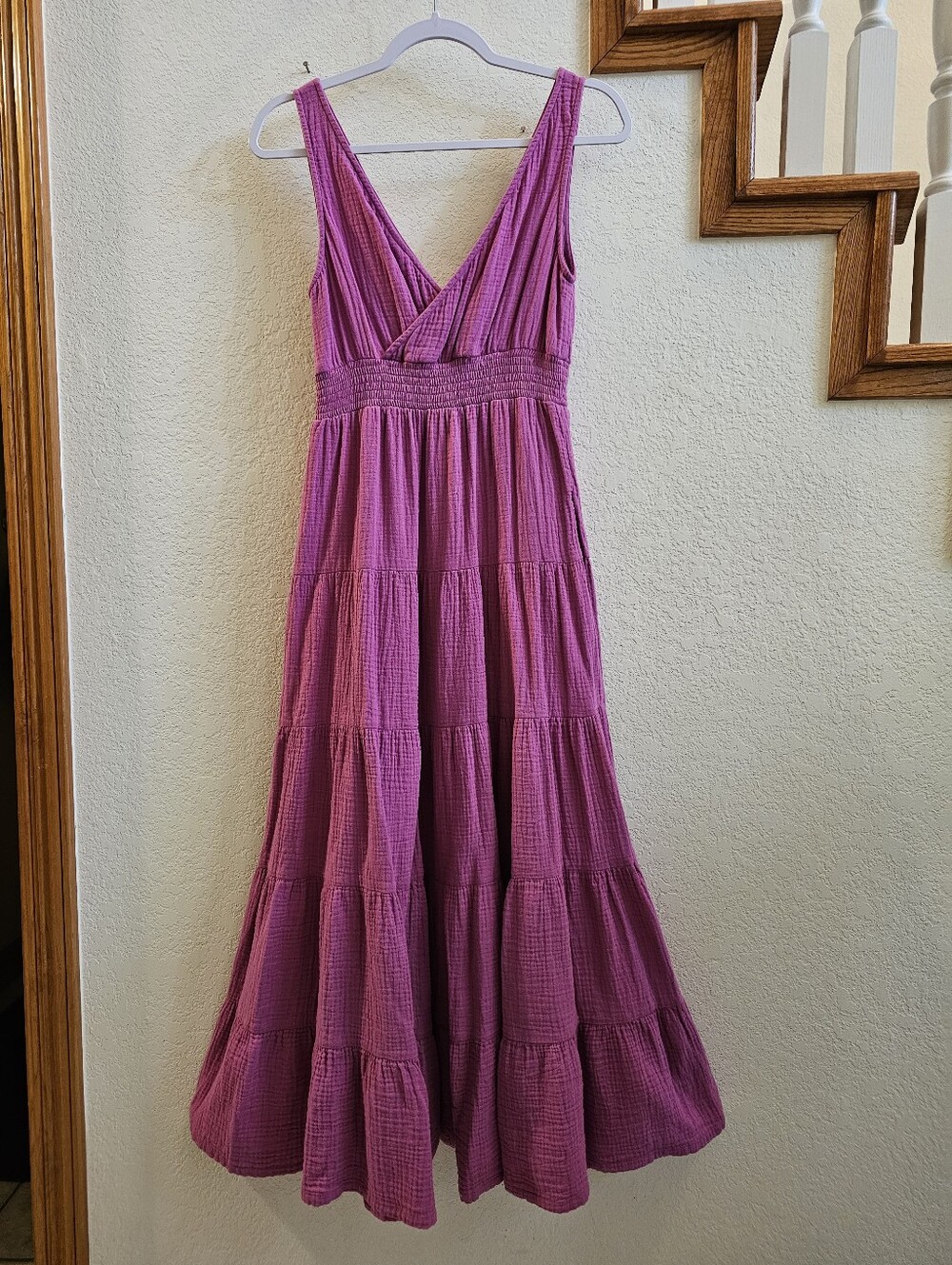 Universal Thread Fuchsia Cotton Tiered Maxi Dress Size S - Picture 4 of 5